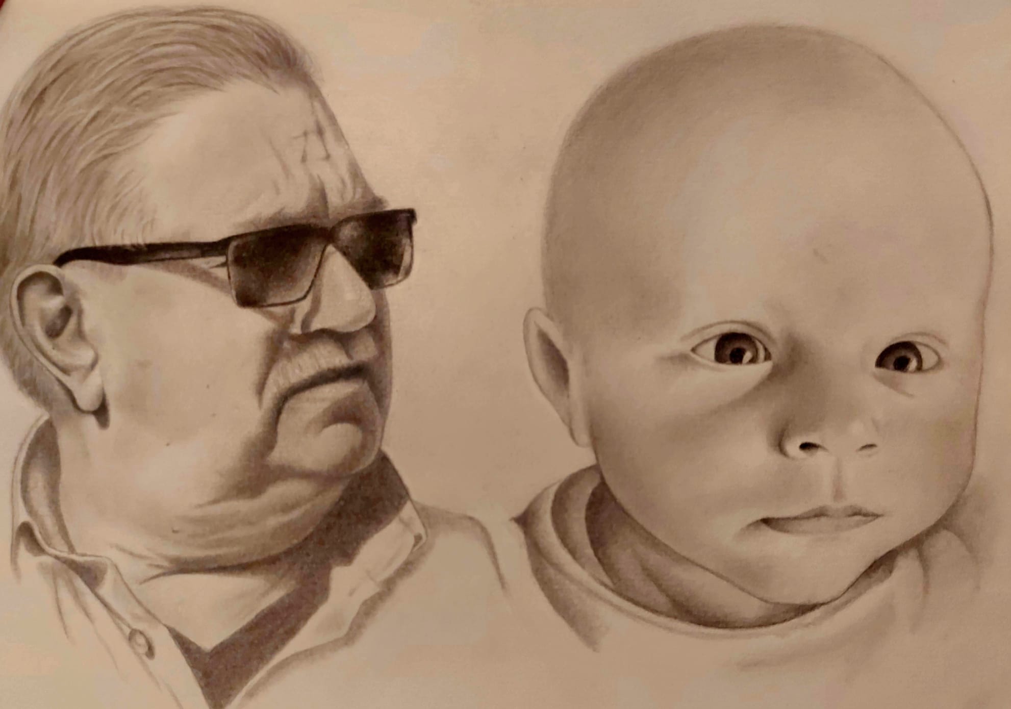 Opa en baby portret